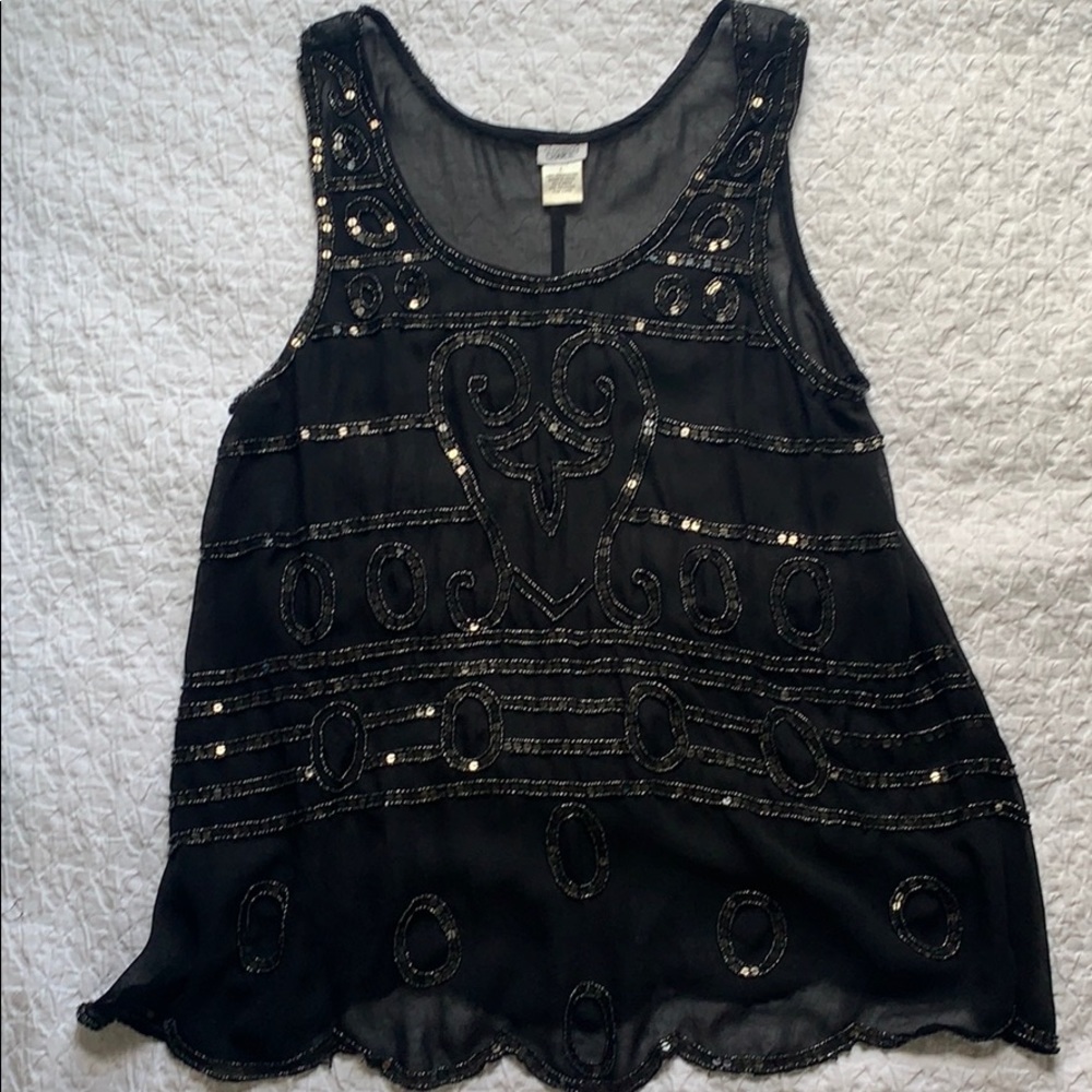Charming Charlie Sequin Black Tank